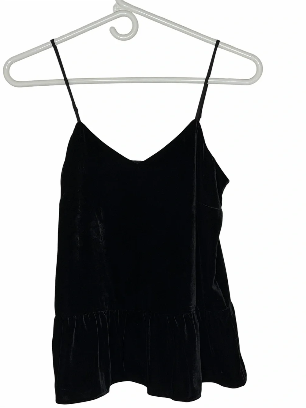 NEW J. Crew Black Velvet Peplum Hem Adjustable Strap Cami 00